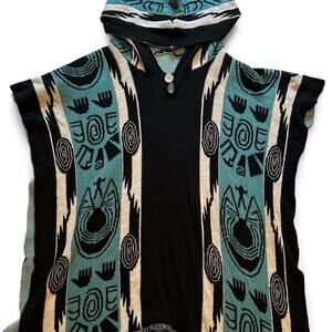 Black and blue poncho hoodie
